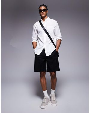 Bershka Linen Short - Black