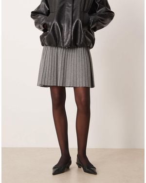 Vila Knitted Pleated Mini Skirt - Black