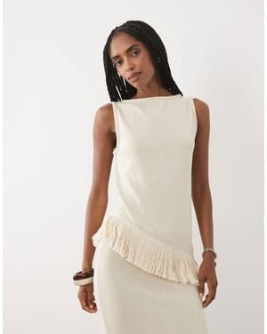 ASOS Sleeveless Knitted With Tassel Co-ord Top - Natural