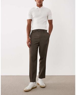 ASOS Tailored Wool Look Relaxed Tapered Trousers - Natural