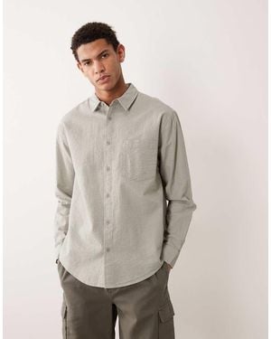 ASOS Relaxed Seersucker Shirt - Grey