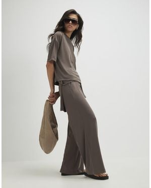 River Island Soft Touch Wide Leg Trousers - Brown