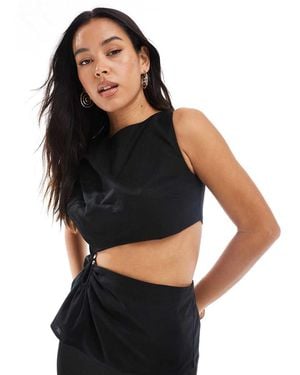 4th & Reckless Exclusive Contains Linen Cut Out Metal Hardware Top - Black