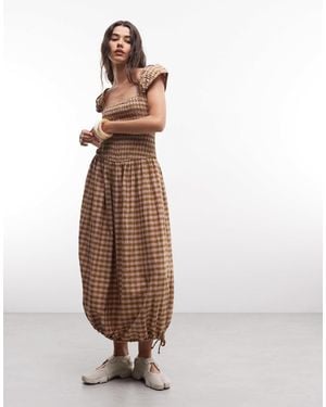 Collusion Shirred Cap Sleeve Midi Dress - White