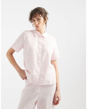 Pieces Short Sleeve Shirt Co-ord - White