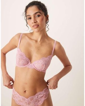 ASOS Lola Lace Underwired Bra - Natural