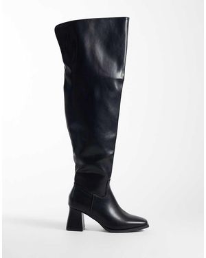 SEQWL Fisher Block Heel Over The Knee Boots - Black