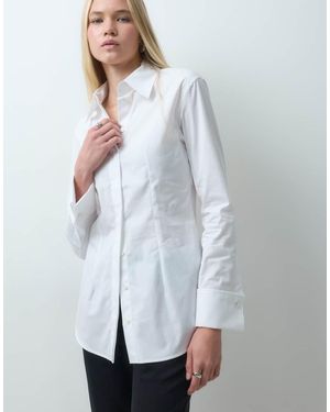 Mango Longline Cinched Shirt - White