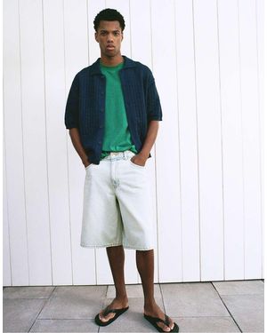 Pull&Bear Wide-leg Denim Bermuda Shorts - White