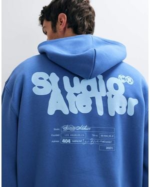 ASOS Sudadera Con Capucha Extragrande Con Estampado Gráfico En Azul