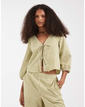 Vero Moda Tie Front Top Co-Ord - Natural
