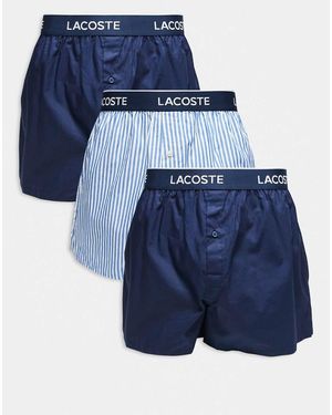 Lacoste 3 Pack Woven Boxer - Blue