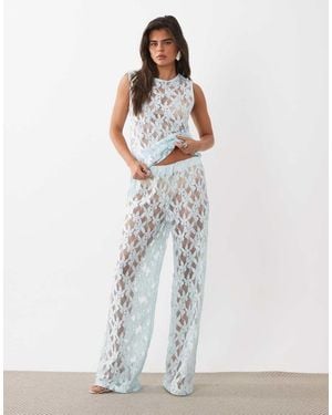 ASOS Kanten Broek Met Wijde Pijpen - Wit
