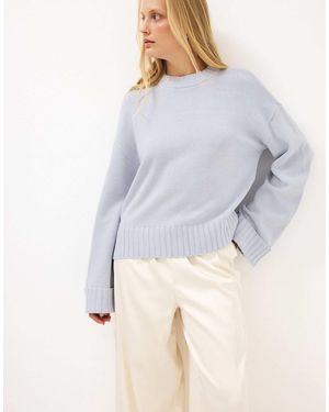 NA-KD Pullover aus strick mit umgeschlagenen ärmeln - Blau