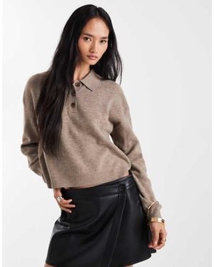 Vero Moda Polo Neck Button Front Jumper - Metallic