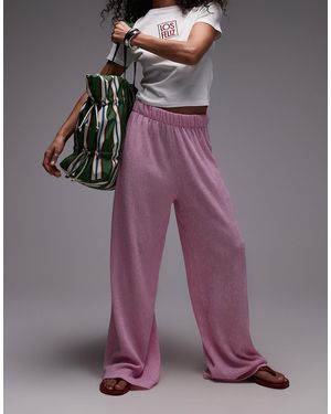 TOPSHOP Textured Wide Leg Pants - Purple