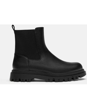 Pull&Bear – gefütterte chelsea-stiefel - Schwarz