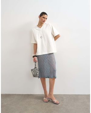 TOPSHOP Lace Midi Skirt - White