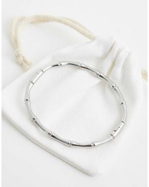 ASOS Waterproof Stainless Steel Bamboo Cuff Bracelet - White