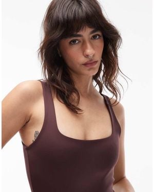 ASOS Body Marrón Chocolate Con Diseño Supermoldeador Y Escote Cuadrado De - Morado