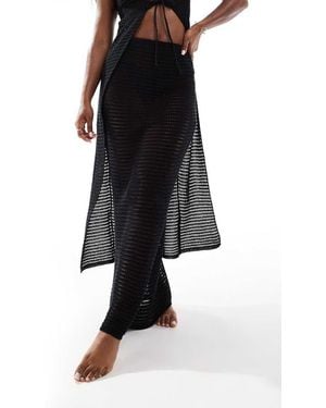 Kaiia Falda Playera Larga Negra De Punto De Croché De (Parte De Un Conjunto) - Negro