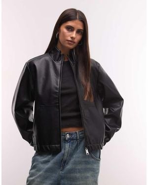 Carhartt Chaqueta De Piel Sintética Negra Con Cuello Alzado Arizona - Negro