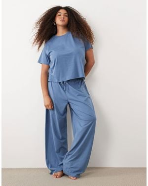 ASOS Asos design curve – mix & match – pyjamahose aus baumwolle - Blau