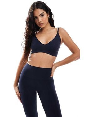 Vero Moda Sujetador Oscuro Sin Costuras Con Escote De Pico De (Parte De Un Conjunto) - Azul