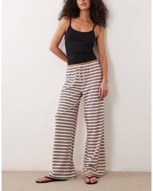 Gina Tricot Supersoft Jersey Wide Leg Trousers With Drawstring Waist - Red