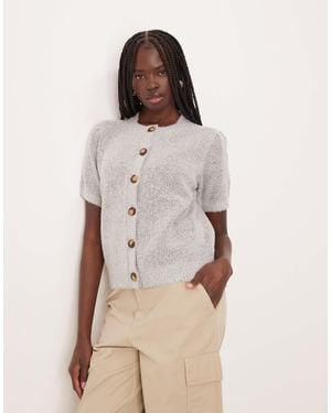 Vila Short Sleeve Knitted Cardigan - Natural