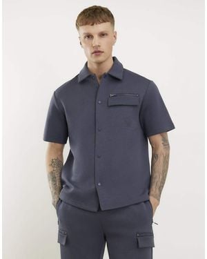 River Island Premium Regular Fit Nylon Pocket Shirt - Blue