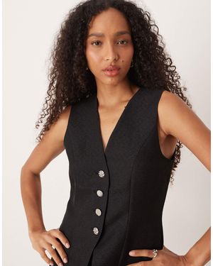Y.A.S Gilet texturé à boutons ornementés - Noir
