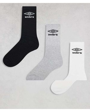 Umbro Pack De 3 Pares De Calcetines De Color Negro, Gris Y Blanco De