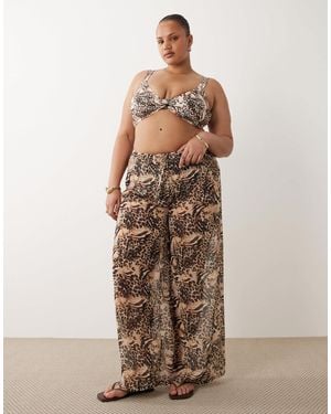 South Beach Wide Leg Beach Pants - Brown