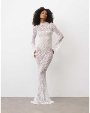 Six Stories – maxikleid aus transparenter stretch-spitze - Weiß
