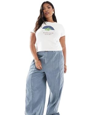 ASOS Curve Seamed Wide Leg Trousers - Blue