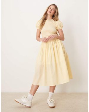 Glamorous Puff Sleeve Midaxi Dress - Natural