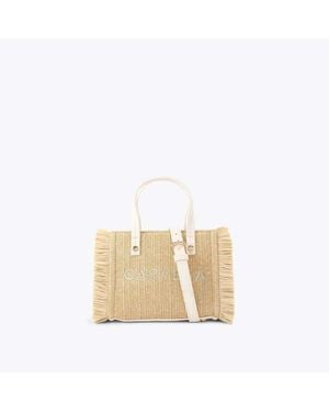 Carvela Kurt Geiger Frame Raffia Micro Cross Body - White