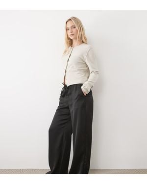 Vero Moda High Waist Satin Loose Fit Trousers - White