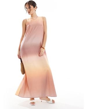 Vero Moda Robe longue drapée sans manches - et orange dégradé - Rose