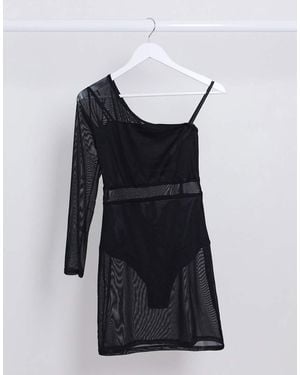 I Saw It First Mesh One Shouldered Dress - Black