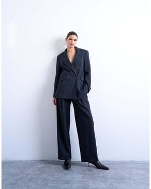 TOPSHOP Co Ord Subtle Pinstripe Low Rise Buckle Detail Trouser - White