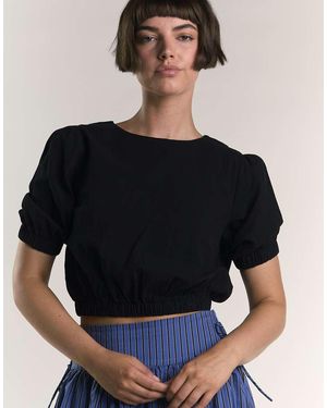 Glamorous Puff Sleeve Crop Top - Black