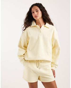 4th & Reckless Cotton Embroidered Logo Collared Polo Sweatshirt Co-ord - Natural