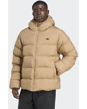 adidas Originals Tonal Hooded Puffer Jacket - Natural