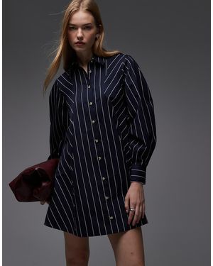 ASOS Smock Shirt Mini Dress - Blue