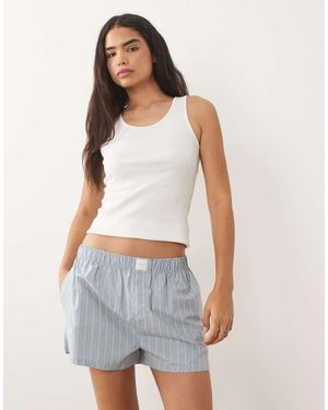 Calvin Klein Gestreepte Poplin Shorts - Wit