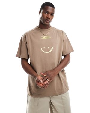 Pull&Bear Post Malone Graphic Printed T-Shirt - Brown
