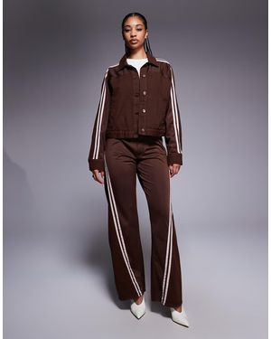 River Island Striped Detail Relaxed Straight Jeans - Brown