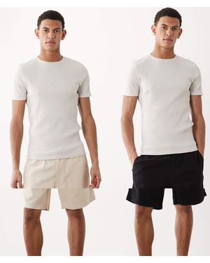 Jack & Jones 2 Pack Linen Mix Shorts - White